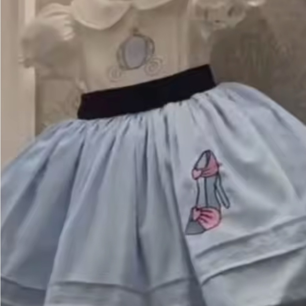 Blue Mini Skater Dress with Tiered Design